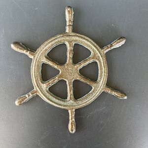 Vintage Cast Brass Ship Wheel Nautical Decor Paperweight Desk Accessories 6’’